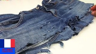 Comment faire shorts à partir de vieux jeans  Récup et création  Habit dété DIY [upl. by Vipul]