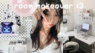 🎧 SMALL ROOM MAKEOVER aesthetic desk  wall decor pinterestinspired minimal 2023⋆ ˚｡⋆୨୧˚ [upl. by Nais906]