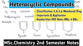 Heterocyclic Compounds  ThreeFourFive Six Membered Rings  Importance amp Application mscnotes [upl. by Henigman]