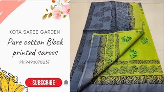 Pure cotton block printed sareesph9490078237 wholesalekota cottonsarees summercollection [upl. by Colton]