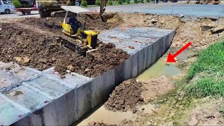 Filling Soil Into The Pit To Protect The Drainage Reinforced Concrete Pipe System Falling [upl. by Gillette358]