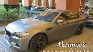 matte grey BMW M5 2013 with Akrapovic exhaust [upl. by Dorren]