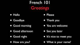 Learn French with French 101  Greetings  Level One [upl. by Oidacra233]